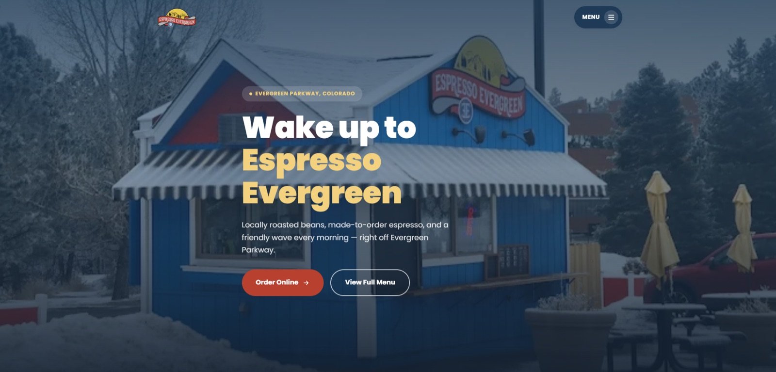 The Espresso Evergreen website, built by Rise Meridian Strategies.